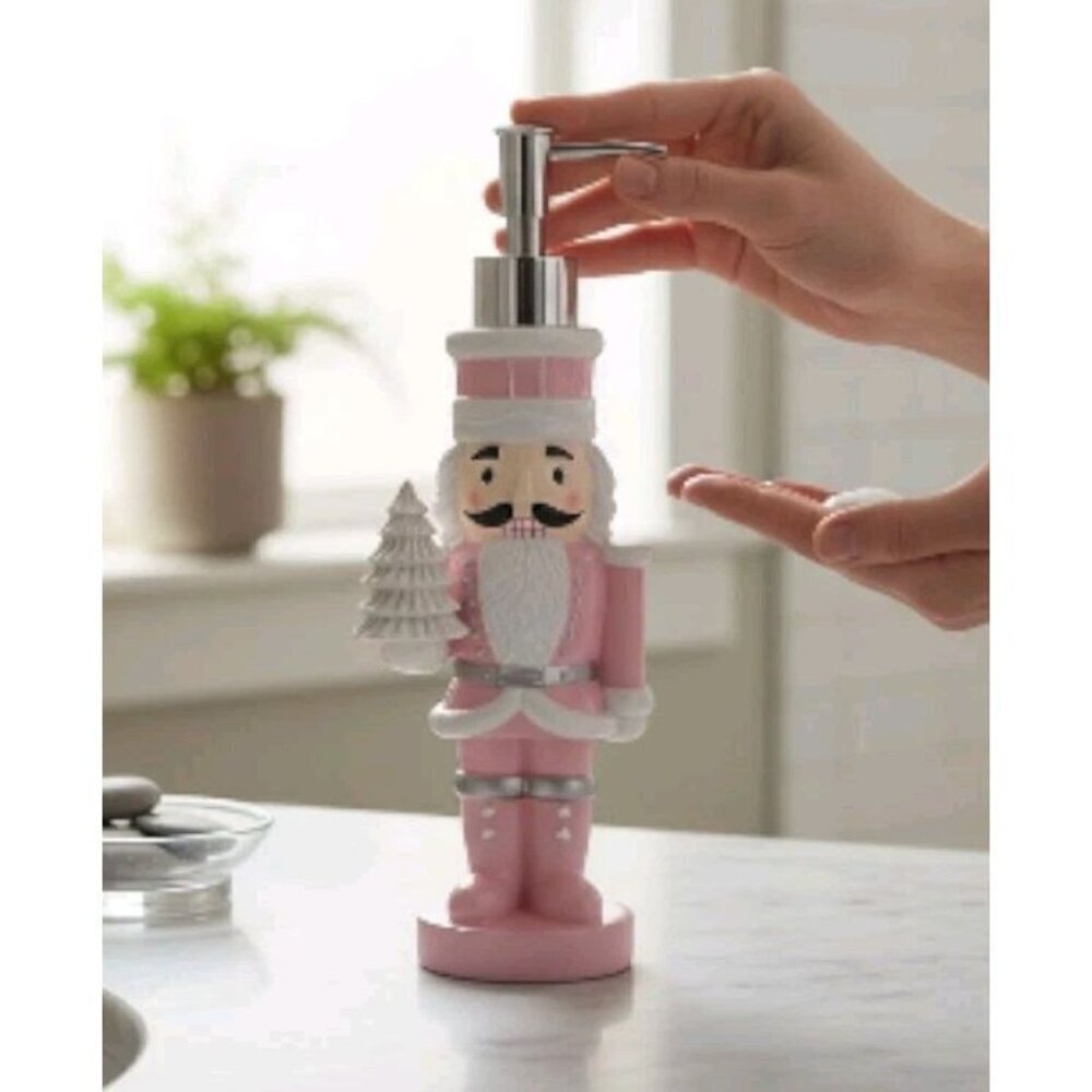 New Pink Candyland Nutcracker Christmas Holiday Soap Dispenser Decoration